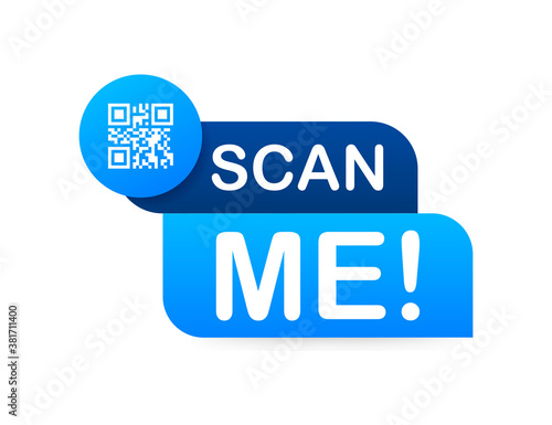 QR code for smartphone. Inscription scan me with smartphone icon. Qr code for payment. Vector illustration