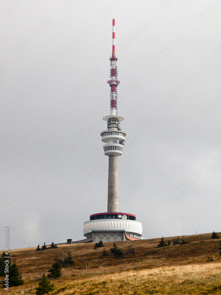 Obraz premium Transmitter on mountain Praded, Jesnik, Czech Republic