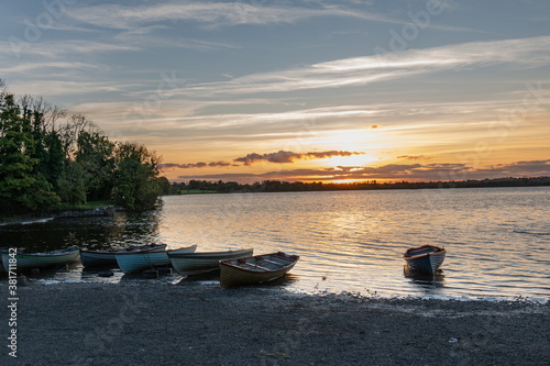 Sunset at lough Owel ,lake nea Mullingar town