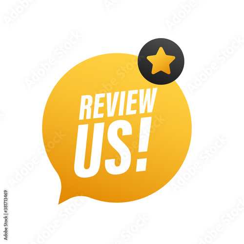Review us. User rating concept. Review and rate us stars. Business concept. Vector illustration.