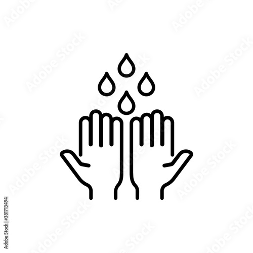 Wash hands icon in black. Vector on isolated white background. EPS 10