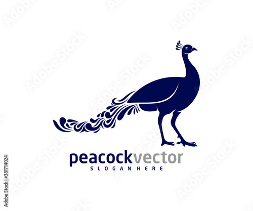 Peacock logo design vector template, Peacock bird illustration