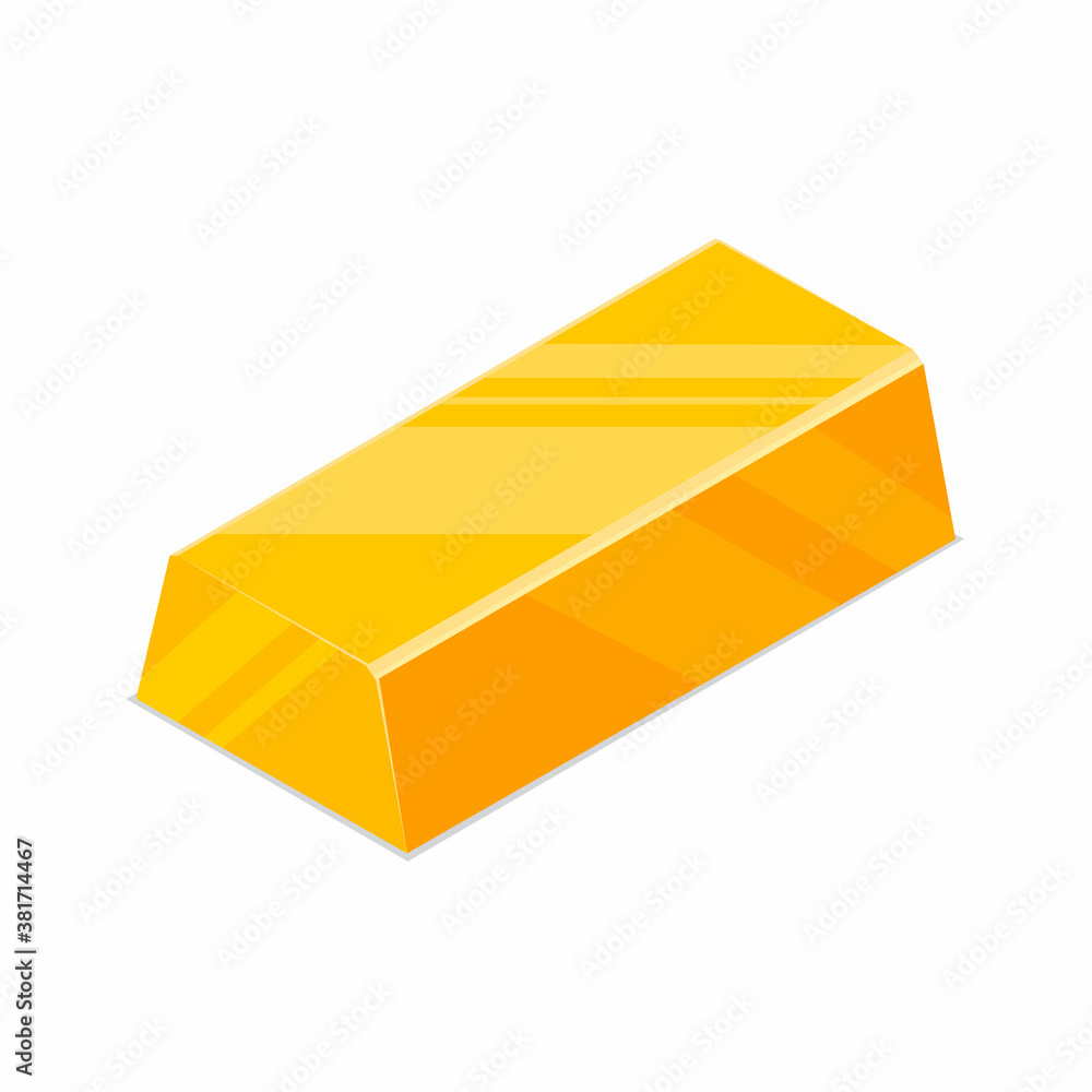 Gold Bar Golden bar flat style isometric view vector art illustration