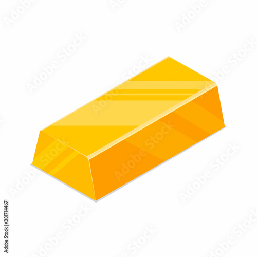 Gold Bar. Golden bar flat style isometric view vector art illustration.