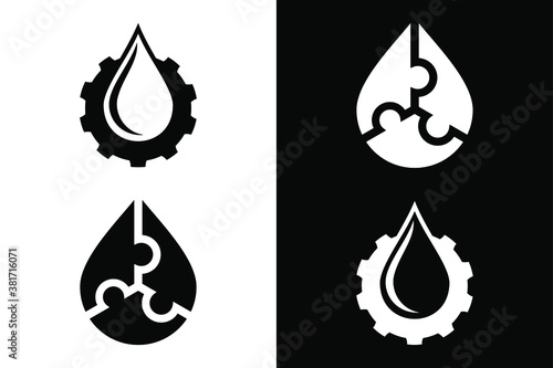 Droplets with puzzle and gear concept. Very suitable in various business purposes, also for icon, symbol, logo and many more.