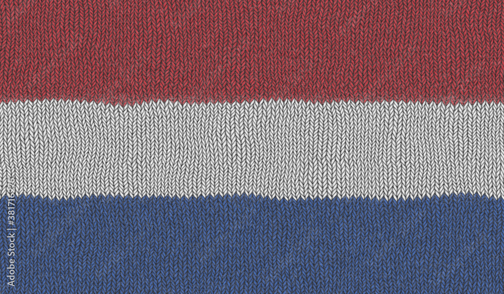 Detailed Illustration of a Knitted Flag of Netherlands