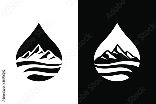 Droplet with mountain concept. Very suitable in various business purposes, also for icon, symbol, logo and many more.