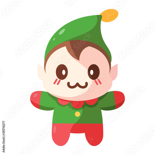 Isolated happy elf cartoon kawaii. Christmas icon - Vector
