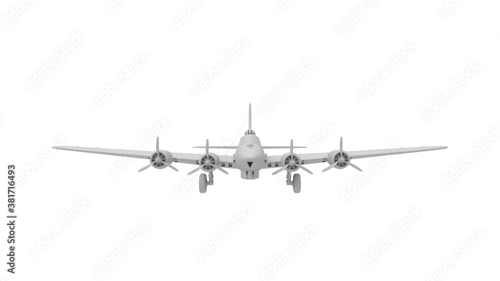 3D rednering of a world war two bomber plane white model 3D rednering of a world war two bomber plane white model