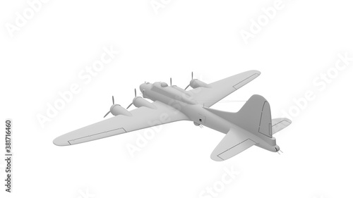 Fotografia 3D rednering of a world war two bomber plane white model