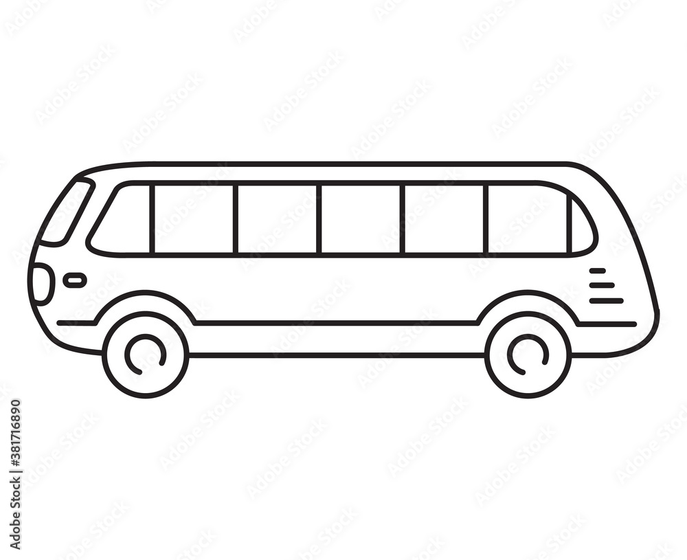 Bus outline icon.Passenger transport.Vector flat illustration.Isolated on a white background. Bus outline icon.Passenger transport.Vector flat illustration.Isolated on a white background.