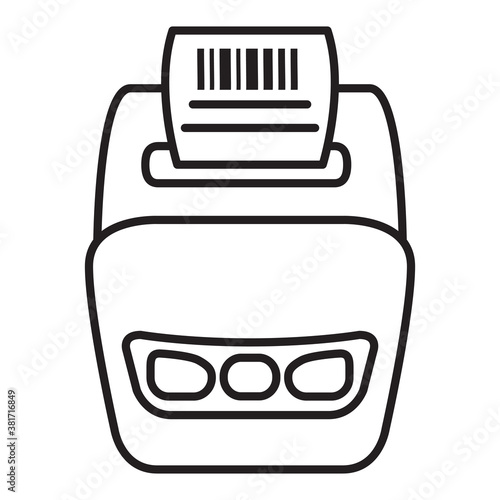 Bar code printer.Label printer vector flat Outline line icon business.Isolated on a white background.