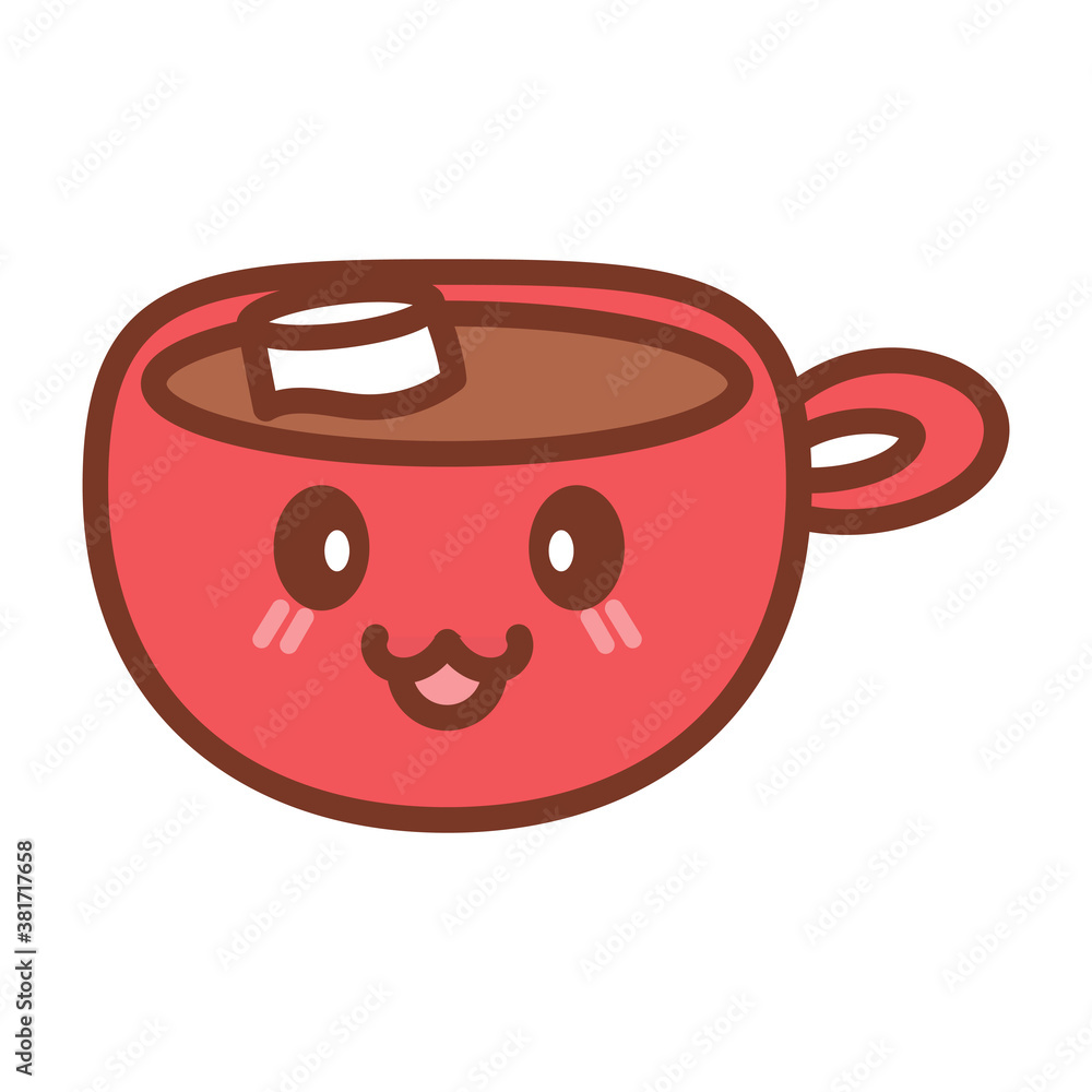 Cup of chocolate cartoon with marshmallows. Christmas icon - Vector Cup of chocolate cartoon with marshmallows. Christmas icon - Vector