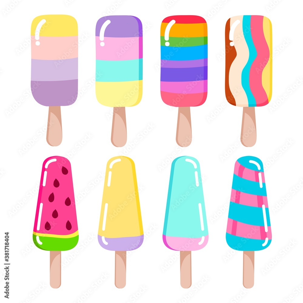 Summer collection of delicious ice creams. Ice cream cartoon icon set. Summer collection of delicious ice creams. Ice cream cartoon icon set.