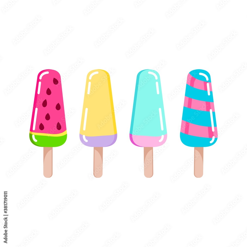 Summer collection of delicious ice creams. Ice cream cartoon icon set. Summer collection of delicious ice creams. Ice cream cartoon icon set.