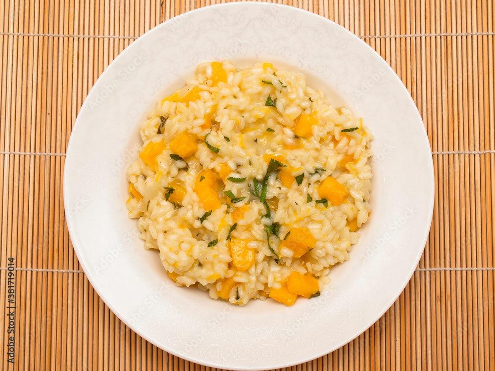 Pumpkin risotto with sage