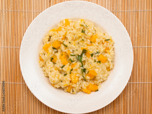 Pumpkin risotto with sage