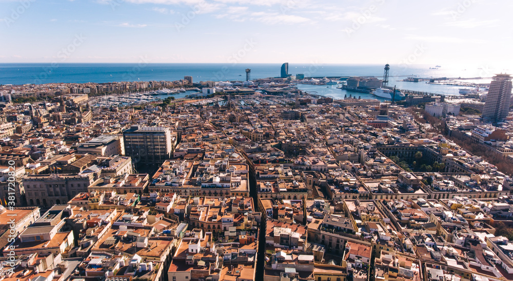 Picturesque cityscape of old district of Barcelona