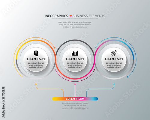Vector elements for infographics. presentation and chart. steps or processes. 
options number workflow template design.3 steps. 