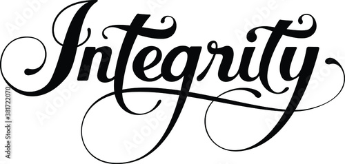 Integrity - custom calligraphy text