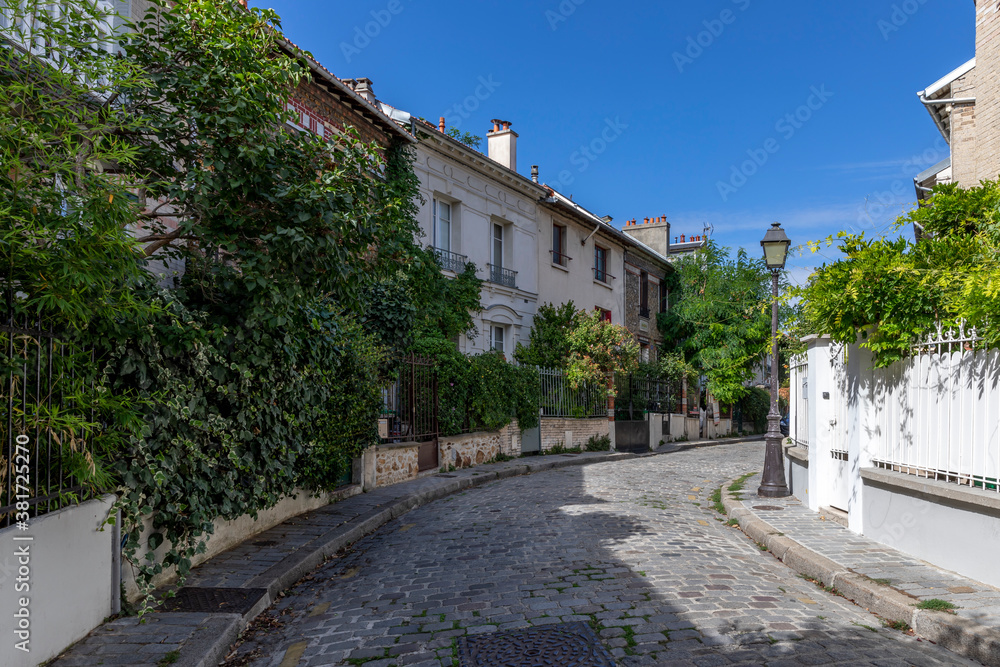 Paris, France - September 9, 2020: Beautiful old house, like in the countryside, in the center of Paris, in the area called 