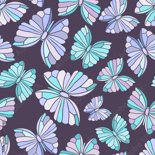 Modern seamless pattern colorful design with abstract geometric butterflies