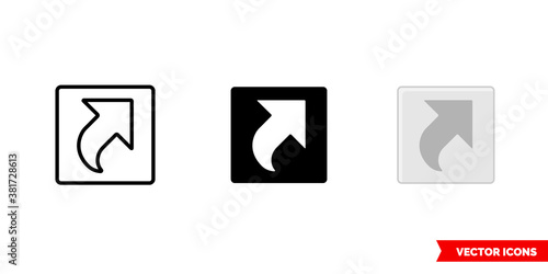 Shortcut icon of 3 types color, black and white, outline. Isolated vector sign symbol.
