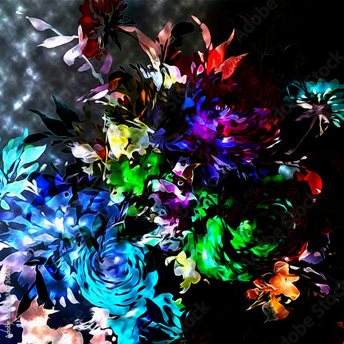 Floral watercolor mix texture modern pattern © Graphics & textile