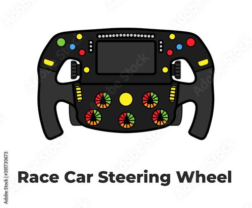 Race Car steering wheel, vector illustration.