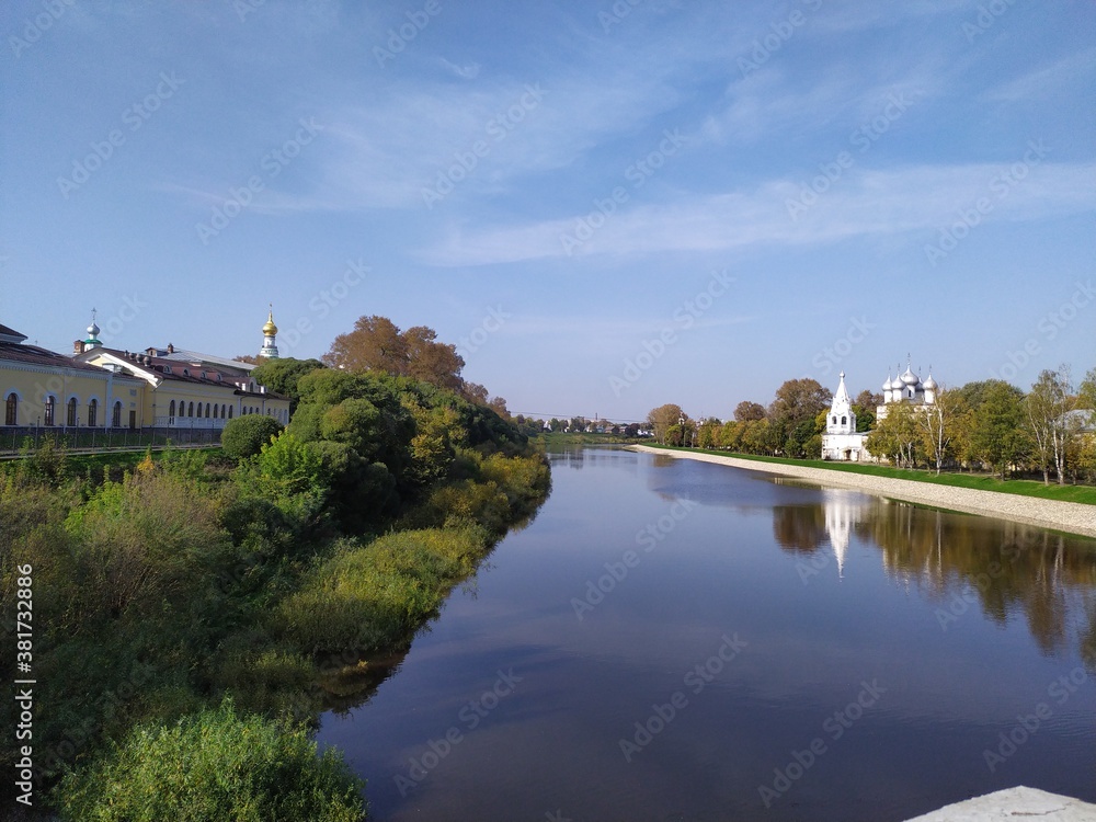 Fototapeta premium the river in the city Vologda,Russia