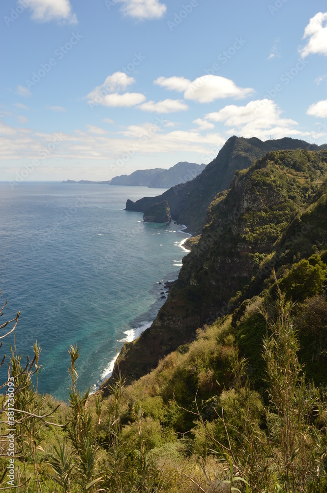 Hiking along the coast, in the mountains and along the levadas of Madeira Island in Portugal Hiking along the coast, in the mountains and along the levadas of Madeira Island in Portugal