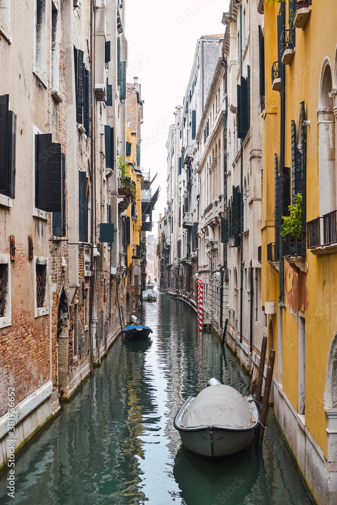 Boat in Venice canal. 