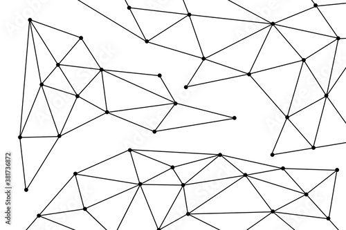 Straight black lines and nodes on white background, vector illustration