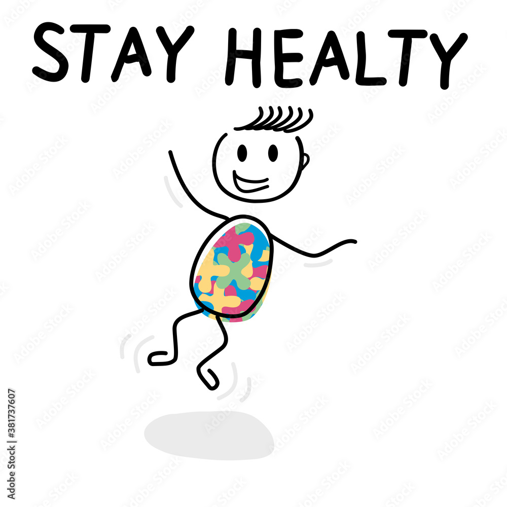 Stay healthy, bleib gesund Strichmännchen. Handgezeichnete Grafik für verschiedene Anwendungen. Verwendbar für Plakate, Schule, Präsentationen oder Karten. Stay healthy, bleib gesund Strichmännchen. Handgezeichnete Grafik für verschiedene Anwendungen. Verwendbar für Plakate, Schule, Präsentationen oder Karten.