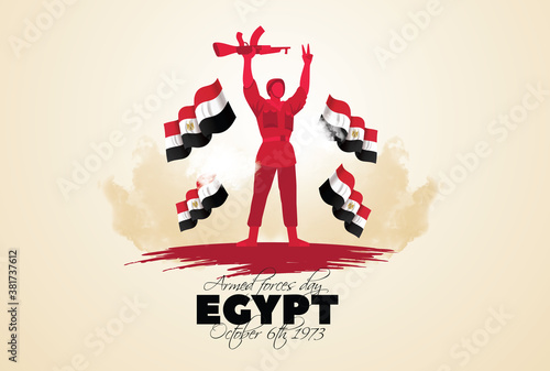 vector illustration. Egypt holiday. Memorial Day Egypt. 6 October 1973 Armed forces day. translation from arabic: Armed forces day EgyptDay 