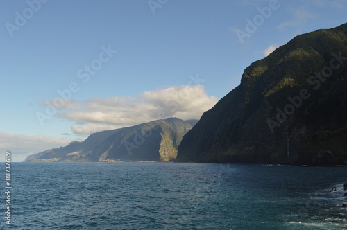 The stunning coastline and dramatic mountain landscape on the Island of Madeira in Portugal