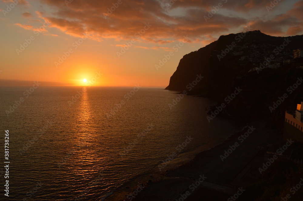 The stunning coastline and dramatic mountain landscape on the Island of Madeira in Portugal