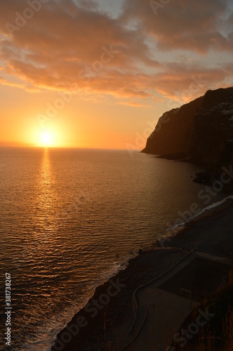 The stunning coastline and dramatic mountain landscape on the Island of Madeira in Portugal