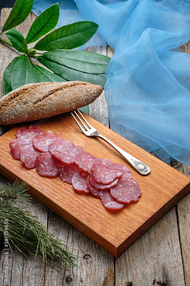 Iberian sausage slices from spain Iberian sausage slices from spain