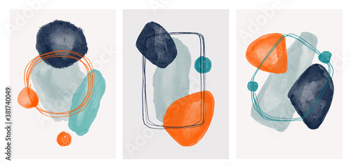 Wall art watercolor minimalistic abstract art background . Abstract design doodles various shapes. modern art isolated vector graphic. minimalistic geometric frames hand drawn, vector illustration