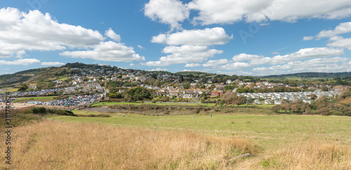 Panoramic photo of Charmouth in Dorset photo