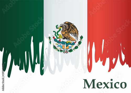 Flag of Mexico, United Mexican States. Bright, colorful vector illustration.