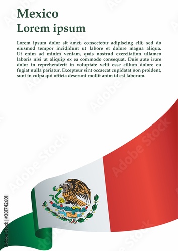 Flag of Mexico, United Mexican States. Template for award design, an official document with the flag of Mexico. Bright, colorful vector illustration.