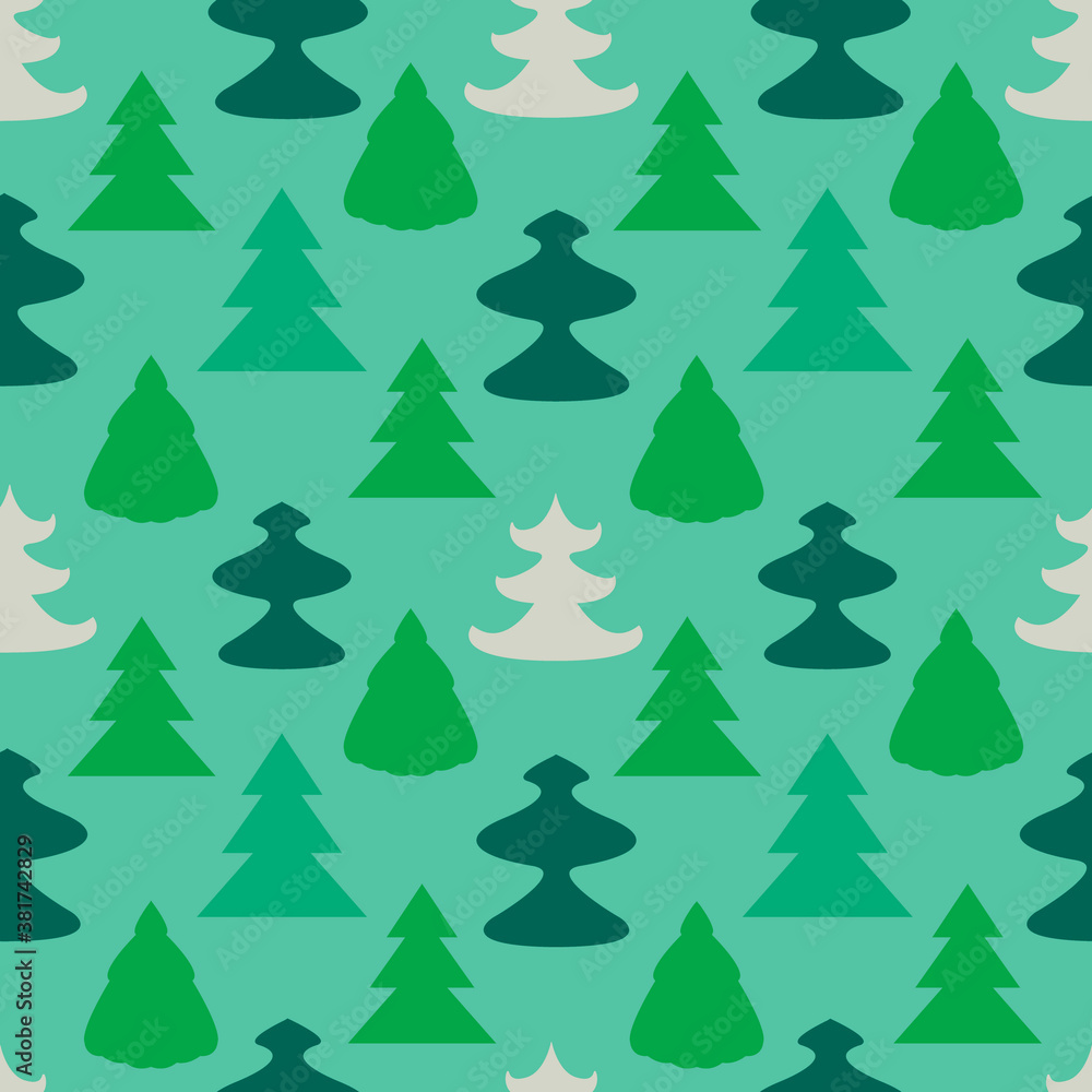 Obraz premium Seamless pattern with stylized christmas trees, vector. Winter holidays background
