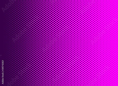 A purple and magenta halftone dots vector texture. Ideal for use as a background image. The vector file contains a background fill layer and a texture layer to enable rapid color scheme changes.