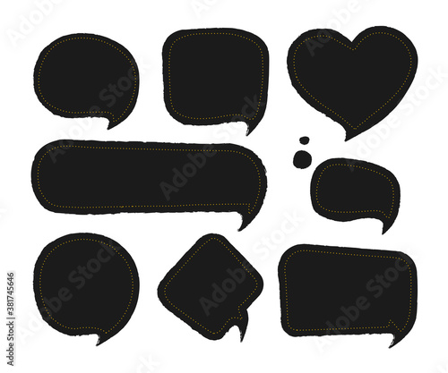 Set of dialog boxes in different variants in grunge style. Vector flat illustrations.