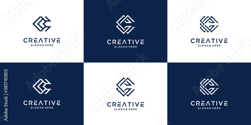Set of creative initial letter c logo design
