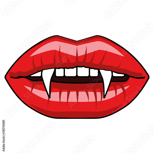 Vampire lips with fangs