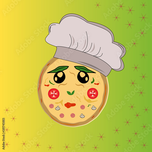original pizza in the form of a chef