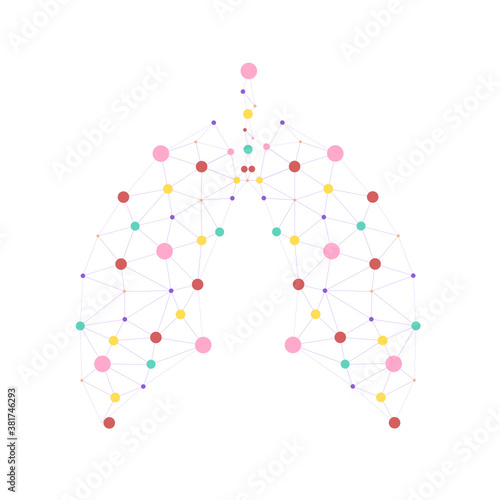 Healthy lungs 3d medicine connected model. Triangle connected dots point. Online doctor World Tuberculosis day modern innovative technology vector illustration. Abstract human lung with dots and links